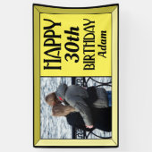 Yellow Art Deco 30th Photo Birthday Spandoek (Verticaal)