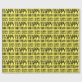 Yellow Art Deco Happy Birthday Cadeaupapier (Vlak)