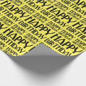 Yellow Art Deco Happy Birthday Cadeaupapier (Hoek)