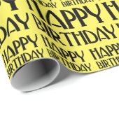 Yellow Art Deco Happy Birthday Cadeaupapier (Rol Hoek)