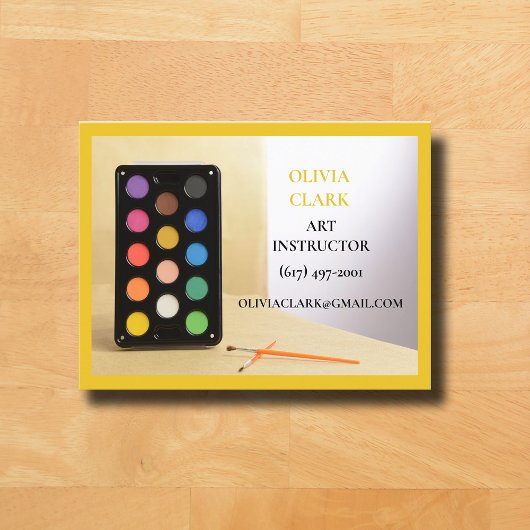 Yellow Art Teacher Tutor Educator Kunstklas Visitekaartje