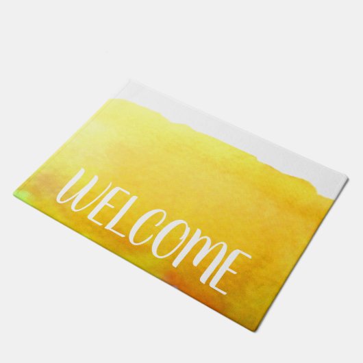 Yellow arty waterverf thema welkomstmat deurmat (Schuin)