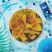 Yellow Asiatic Lily Blooms Floral Papieren Bordje (Feest)