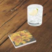 Yellow Asiatic Lily Blooms Floral Stenen Onderzetter