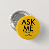 Yellow Ask Me Volunteer Charity Event  Ronde Button 3,2 Cm (Voorkant /achterkant)