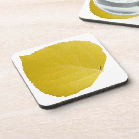 Yellow Aspen Leaf #5 Bier Onderzetter (Linkerzijde)
