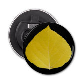 Yellow Aspen Leaf #5 Button Flesopener (Voorkant)