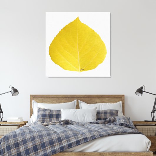 Yellow Aspen Leaf #5 Canvas Afdruk (Insitu (Slaapkamer))