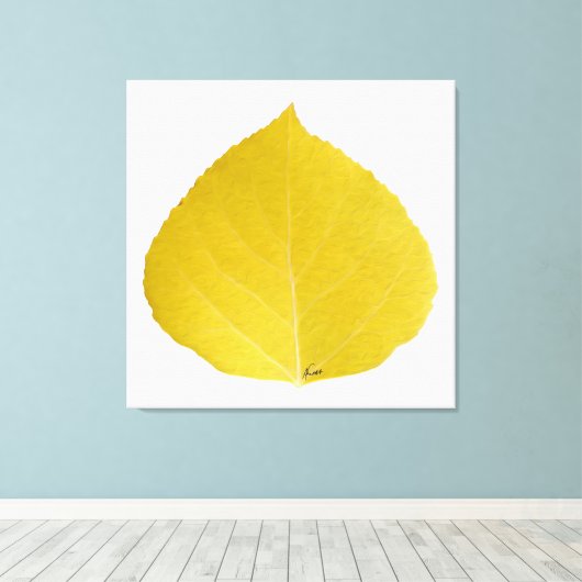 Yellow Aspen Leaf #5 Canvas Afdruk (Insitu (Houten vloer))