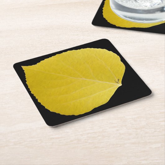 Yellow Aspen Leaf #5 Kartonnen Onderzetters (Schuin)