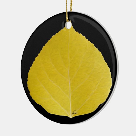 Yellow Aspen Leaf #5 Keramisch Ornament (Links)