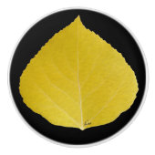 Yellow Aspen Leaf #5 Keramische Knop (Voorkant)