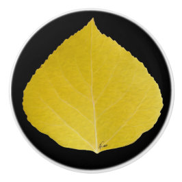 Yellow Aspen Leaf #5 Keramische Knop