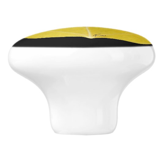 Yellow Aspen Leaf #5 Keramische Knop (Zijkant)