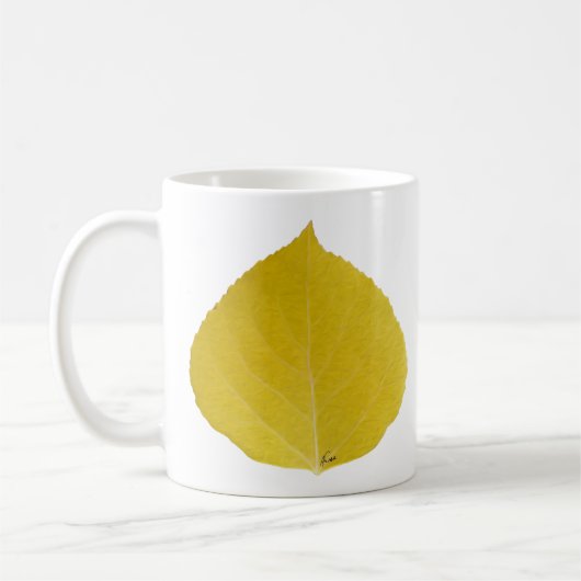Yellow Aspen Leaf #5 Koffiemok (Links)