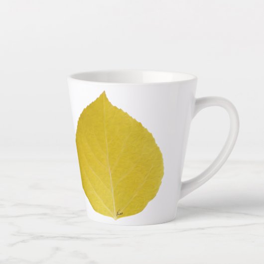 Yellow Aspen Leaf #5 Latte Mok (Rechts)
