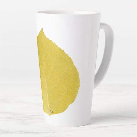Yellow Aspen Leaf #5 Latte Mok (Rechterhoek)