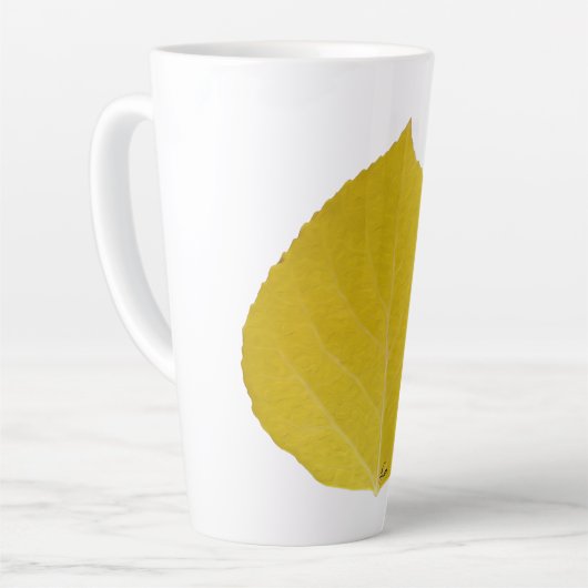 Yellow Aspen Leaf #5 Latte Mok (Linkerhoek)