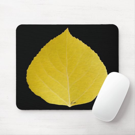 Yellow Aspen Leaf #5 Muismat (Met muis)