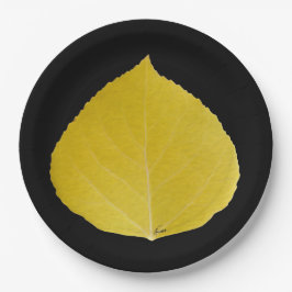 Yellow Aspen Leaf #5 Papieren Bordje