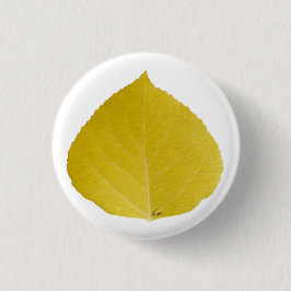 Yellow Aspen Leaf #5 Ronde Button 3,2 Cm