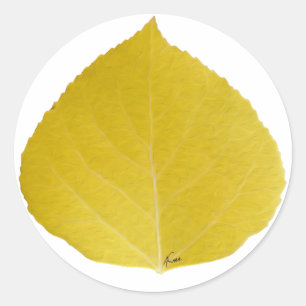 Yellow Aspen Leaf #5 Ronde Sticker
