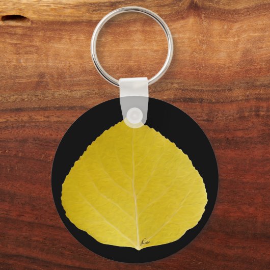 Yellow Aspen Leaf #5 Sleutelhanger (Voorkant)