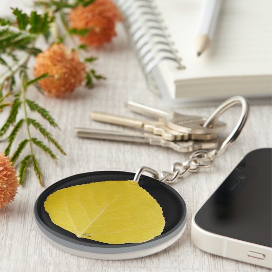 Yellow Aspen Leaf #5 Sleutelhanger (Voorkant Rechts)