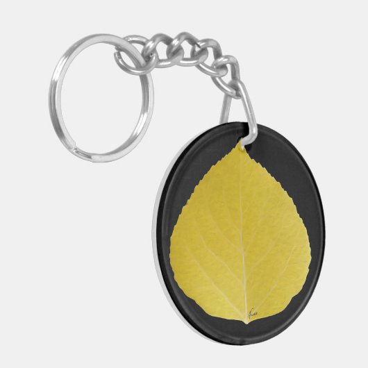Yellow Aspen Leaf #5 Sleutelhanger (Voorkant Links)