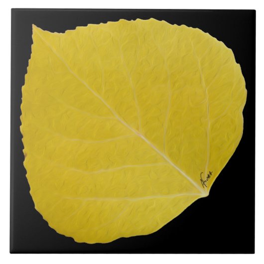 Yellow Aspen Leaf #5 Tegeltje (Voorkant)