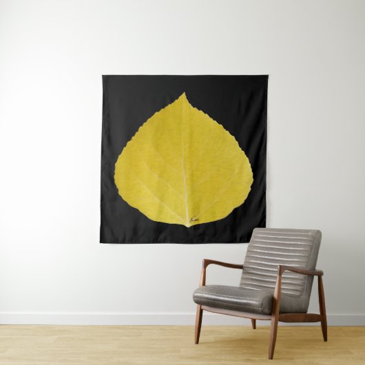 Yellow Aspen Leaf #5 Wandkleed (In situ)