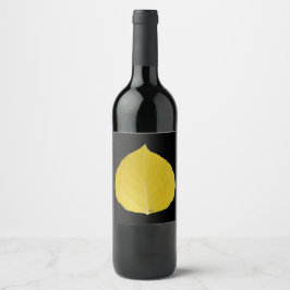 Yellow Aspen Leaf #5 Wijn Etiket