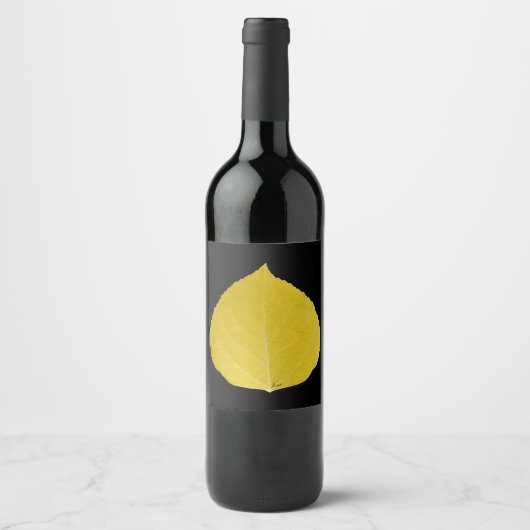 Yellow Aspen Leaf #5 Wijn Etiket (Voorkant)