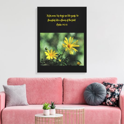 Yellow Aster Wildflowers Canvas Print (Insitu (Woonkamer))
