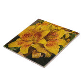 Yellow Astiatic Lily Blooms Floral Tegeltje (Zijkant)