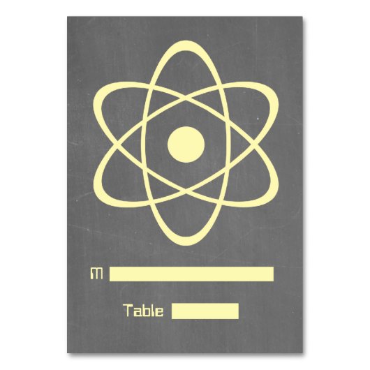 Yellow Atomic Chalkboard Place Card Kaart (Voorkant)