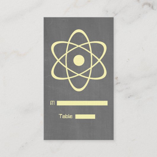 Yellow Atomic Chalkboard Place Card Plaatskaartje (Voorkant)