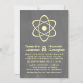 Yellow Atomic Chalkboard Wedding Invite Kaart (Voorkant)