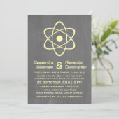 Yellow Atomic Chalkboard Wedding Invite Kaart (Staand voorkant)