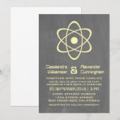 Yellow Atomic Chalkboard Wedding Invite Kaart (Voorkant / Achterkant)