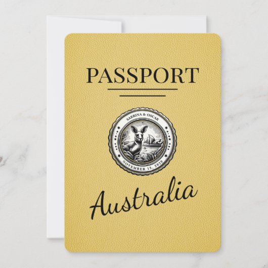 Yellow Australia Passport Bewaar de datum Save The Date (Voorkant)