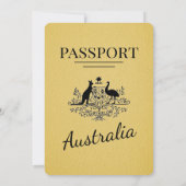 Yellow Australia Passport Wedding Invitation Kaart (Achterkant)