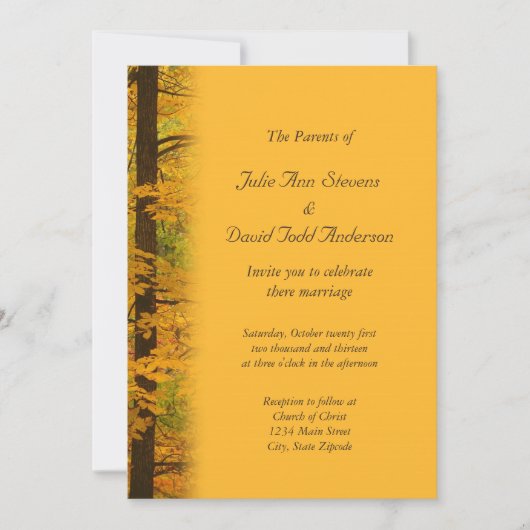Yellow Autumn Forest Wedding Kaart (Voorkant)