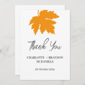 Yellow Autumn Maple Leaf Weddenschap Bedankt (Voorkant / Achterkant)