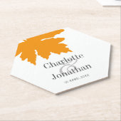 Yellow Autumn Maple Leaf Wedding/Verloving Kartonnen Onderzetters (Schuin)