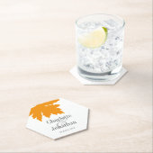 Yellow Autumn Maple Leaf Wedding/Verloving Kartonnen Onderzetters (Insitu)