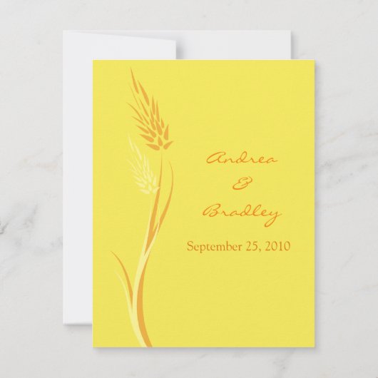 Yellow Autumn Wheat Wedding Response Kaart (Achterkant)