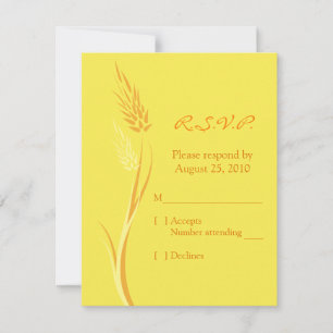 Yellow Autumn Wheat Wedding Response Kaart