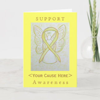 Yellow Awareness Ribbon Angel Gepersonaliseerd Car Kaart