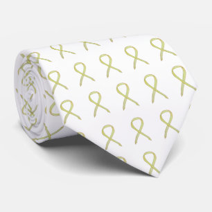 Yellow Awareness Ribbon Gepersonaliseerd Art Appar Stropdas